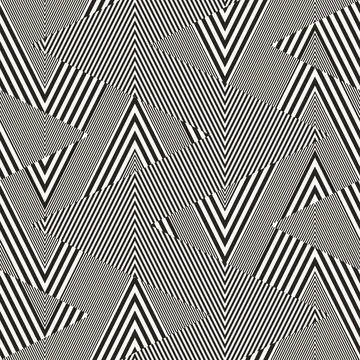 Monochrome Moiré Effect Textured Zigzag Pattern Stock Illustration