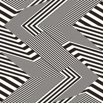 Monochrome Moiré Effect Textured Zigzag Pattern Illustrazione stock