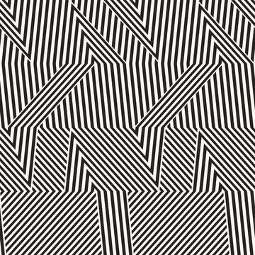 Monochrome Moiré Effect Textured Zigzag Pattern イラスト素材