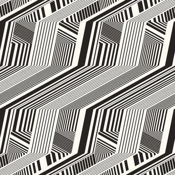 Monochrome Moiré Effect Textured Zigzag Pattern Stock Illustration