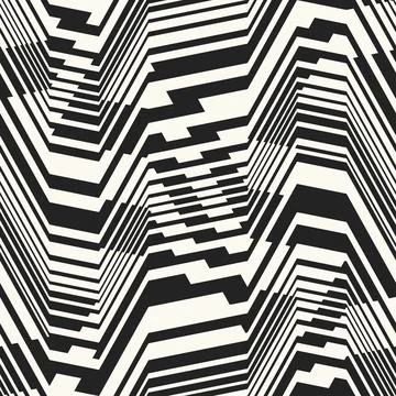 Monochrome Moiré Effect Textured Zigzag Pattern Stock Illustration