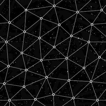 Monochrome molecule triangle pattern with grunge effect Illustrazione stock