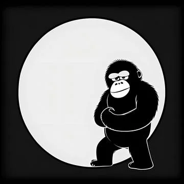 Monochrome Monkey Minimalistic Logo Stock Illustration