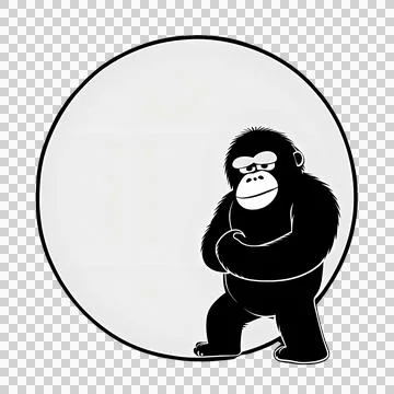 Monochrome Monkey Minimalistic Logo Stock Illustration