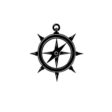 Monochrome Nautical Compass Rose Navigation Design Stock Illustration