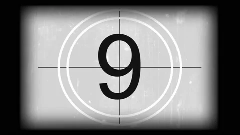 Monochrome old and grained universal countdown leader from 10 to 0 Stock Footage 130879600