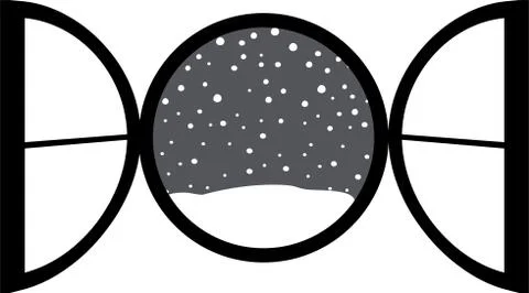 Monochrome Open window frame with falling snow Ilustración de archivo