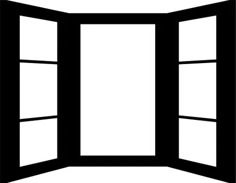 Monochrome Open window frame Stock Illustration