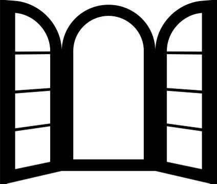 Monochrome Open window frame Stock Illustration