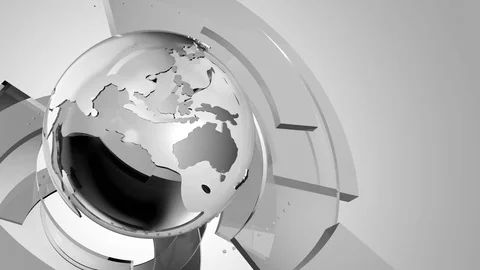 Monochrome Orbiting 3D Circles and Globe Stockbeeldmateriaal 83835139