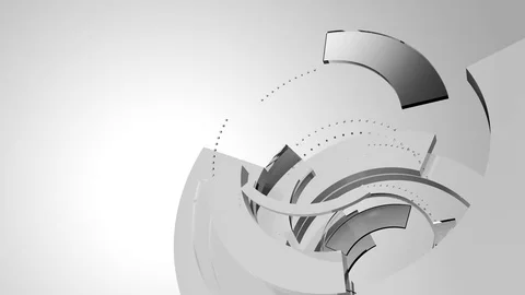 Monochrome Orbiting 3D Circles Background Plate Stockbeeldmateriaal 83834727