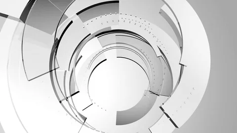 Monochrome Orbiting 3D Circles Background Zoom Stockbeeldmateriaal 83834739