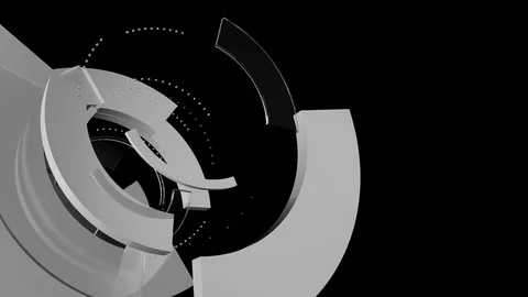 Monochrome Orbiting 3D Circles Background Plate Alpha Stockbeeldmateriaal 83835168