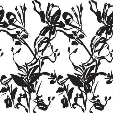 Monochrome Oriental Floral Rectangle pattern design Stock Illustration