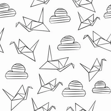 Monochrome origami seamless pattern Illustrazione stock