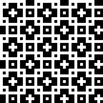 Monochrome pattern with alternating crosses and squares, seamless tile. Stock Illustration