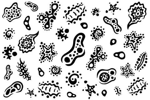 Monochrome pattern with bacterium Stock Illustration