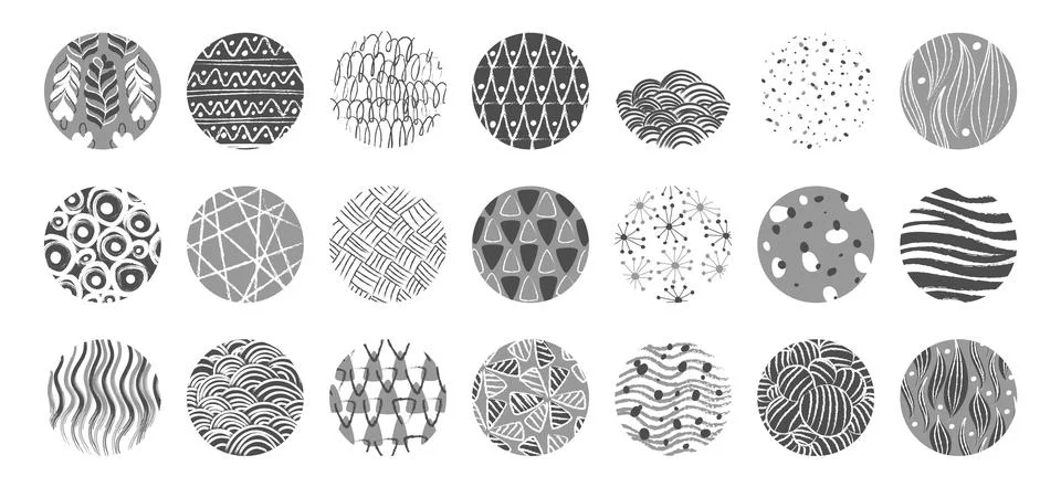 Monochrome pattern. Black and gray doodle circle backgrounds collection, abst 스톡 일러스트