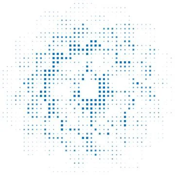 Monochrome pattern with blue squares around the circumference. Minimalism, ve Stock Illustration