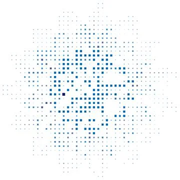 Monochrome pattern with blue squares around the circumference. Minimalism, ve Stock Illustration