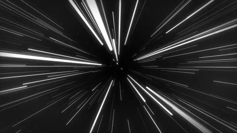 Monochrome pattern with diverging white rays of light..Entering hyperspace .. Stock Footage 264305773