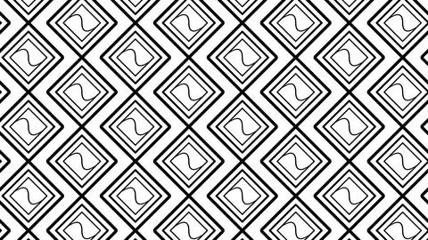Monochrome pattern featuring linear diamond grid with abstract inte Stock Illustration