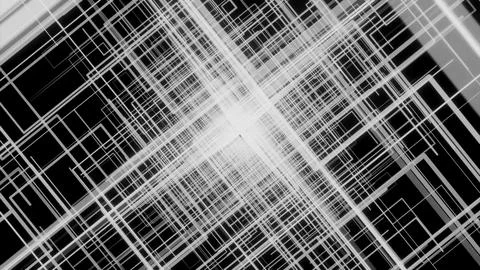 Monochrome pattern with the imitation of flight through white grid. Design Stock Illustration