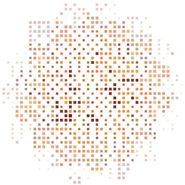 Monochrome pattern with orange, brown, yellow squares around the circumferenc Stockillustratie