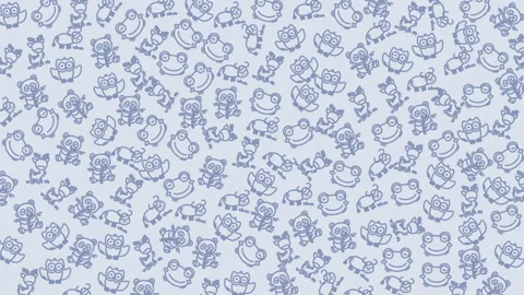 Monochrome Pattern of Playful Cartoon Robots with Cute Expressions Stock Footage 321639706