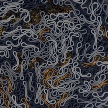 Monochrome pattern of rounded objects on dark background. 3d render illustration Stock Illustration