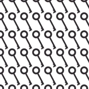 Monochrome pattern of rounded shape vintage key Stock Illustration