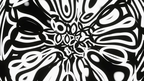 Monochrome patterns and ornaments made of abstract rays of light and lines. Loop Stock Footage 247942875