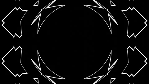Monochrome patterns and ornaments made of abstract rays of light and lines. Loop Stock Footage 247942885