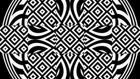 Monochrome patterns and ornaments made of abstract rays of light and lines. Loop Stock Footage 247942897