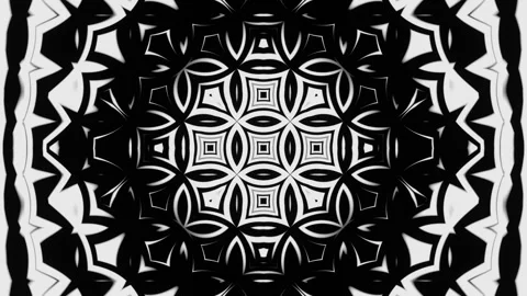 Monochrome patterns and ornaments made of abstract rays of light and lines. Loop Stock Footage 247942939