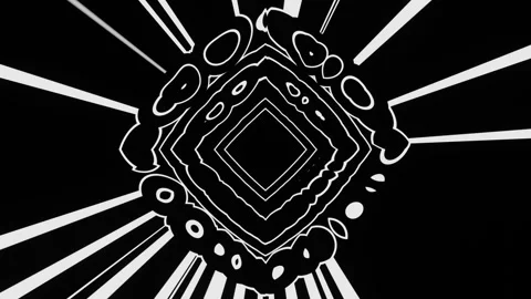 Monochrome patterns and ornaments made of abstract rays of light and lines. Loop Stock Footage 247942951
