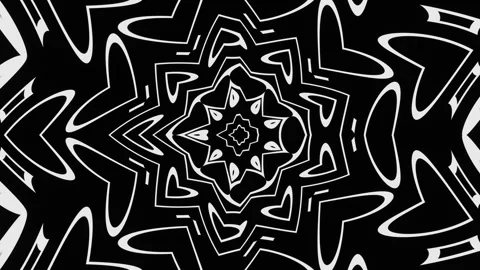 Monochrome patterns and ornaments made of abstract rays of light and lines. Loop Stock Footage 247942968