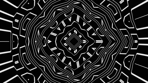 Monochrome patterns and ornaments made of abstract rays of light and lines. Magi Stock Footage 247942987