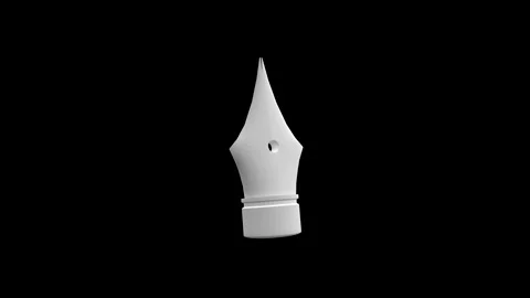 Monochrome Pen Nib on Black Background Minimalist Design Illustration Video stock 341921706