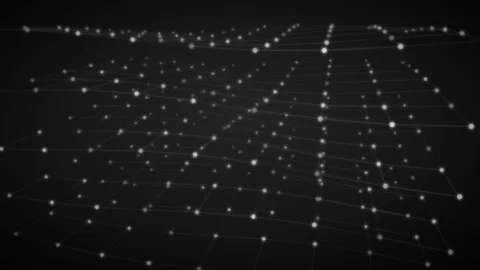 Monochrome plexus grid: white nodes and lines drifting in perspective Stock Footage 342023858