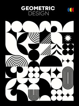 Monochrome poster with geometric Bauhaus pattern Illustrazione stock