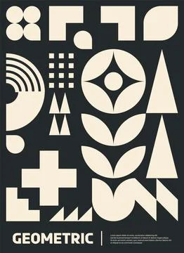 Monochrome poster with geometric Bauhaus pattern Illustrazione stock