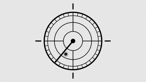 Monochrome Radar Sweep Overlay with Static Target Blips, Seamless Loop Stock Footage 330664544