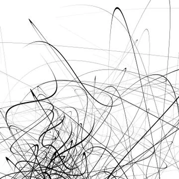 Monochrome random chaotic squiggle lines abstract artistic pattern Illustrazione stock