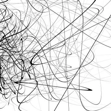 Monochrome random chaotic squiggle lines abstract artistic pattern Stock Illustration