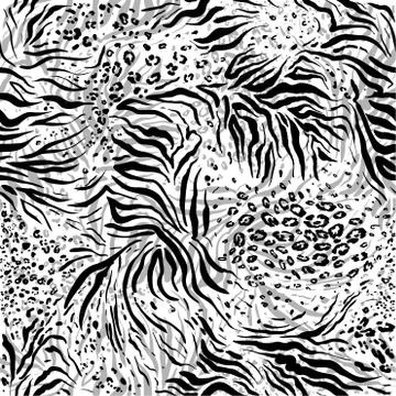 Monochrome repeating animal pattern Stock Illustration