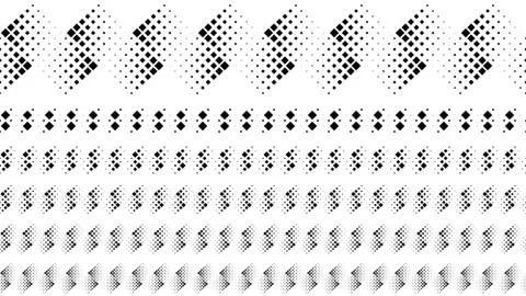Monochrome repeating geometrical square pattern dividing line set Stock Illustration