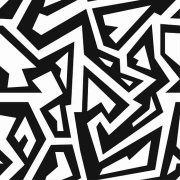 Monochrome retro geometric seamless pattern Stock Illustration
