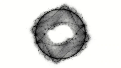 Monochrome Rotating Vortex Portal and Sci-Fi Ring Loop Stock Footage 345962281