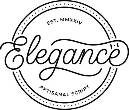 Monochrome Round Logo Emblems Featuring Elegant Script Typography for Brandin Stock Illustration